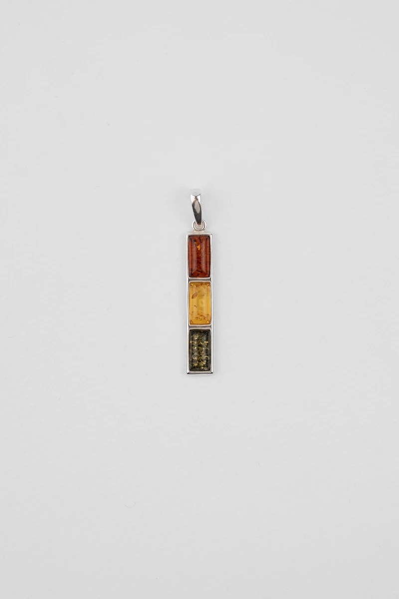 Pandantiv argint, chihlimbar multicolor, 4 cm-AA1004MC
