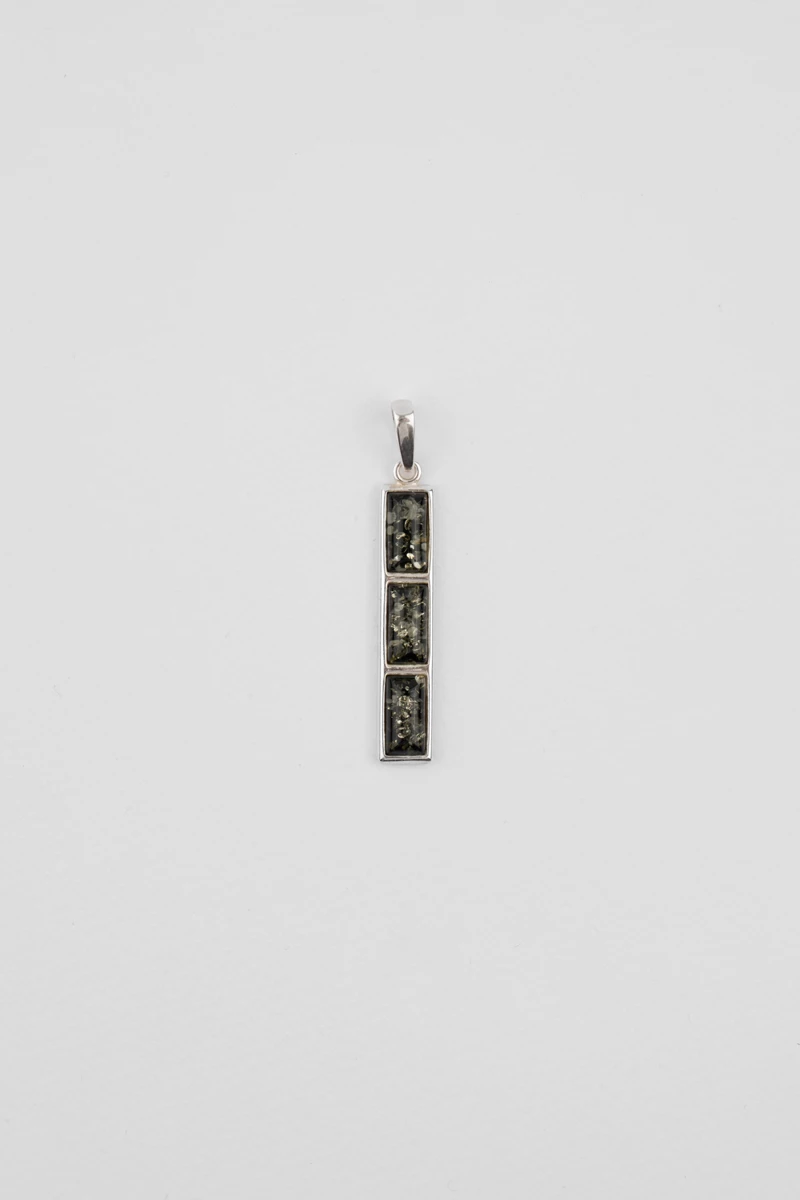 Pandantiv argint, chihlimbar verde, 4 cm-AA1004V