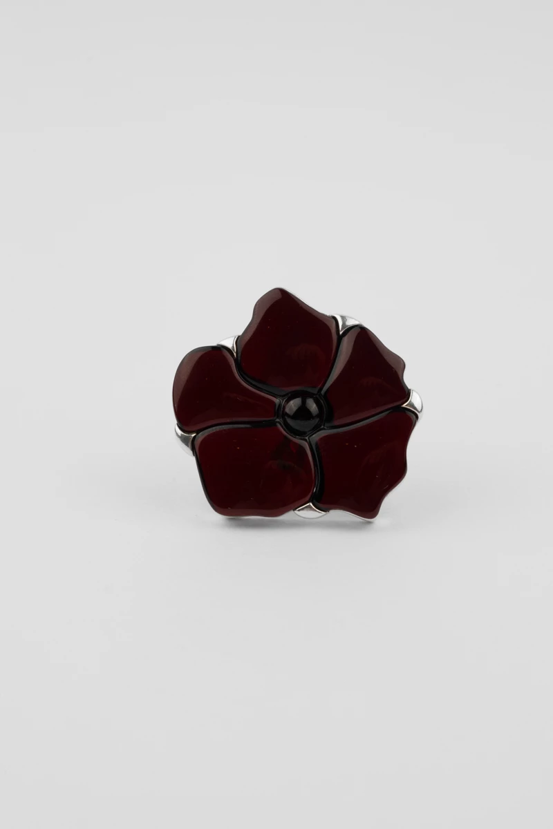 Silver ring, cherry amber, statement, adjustable-AA1019C