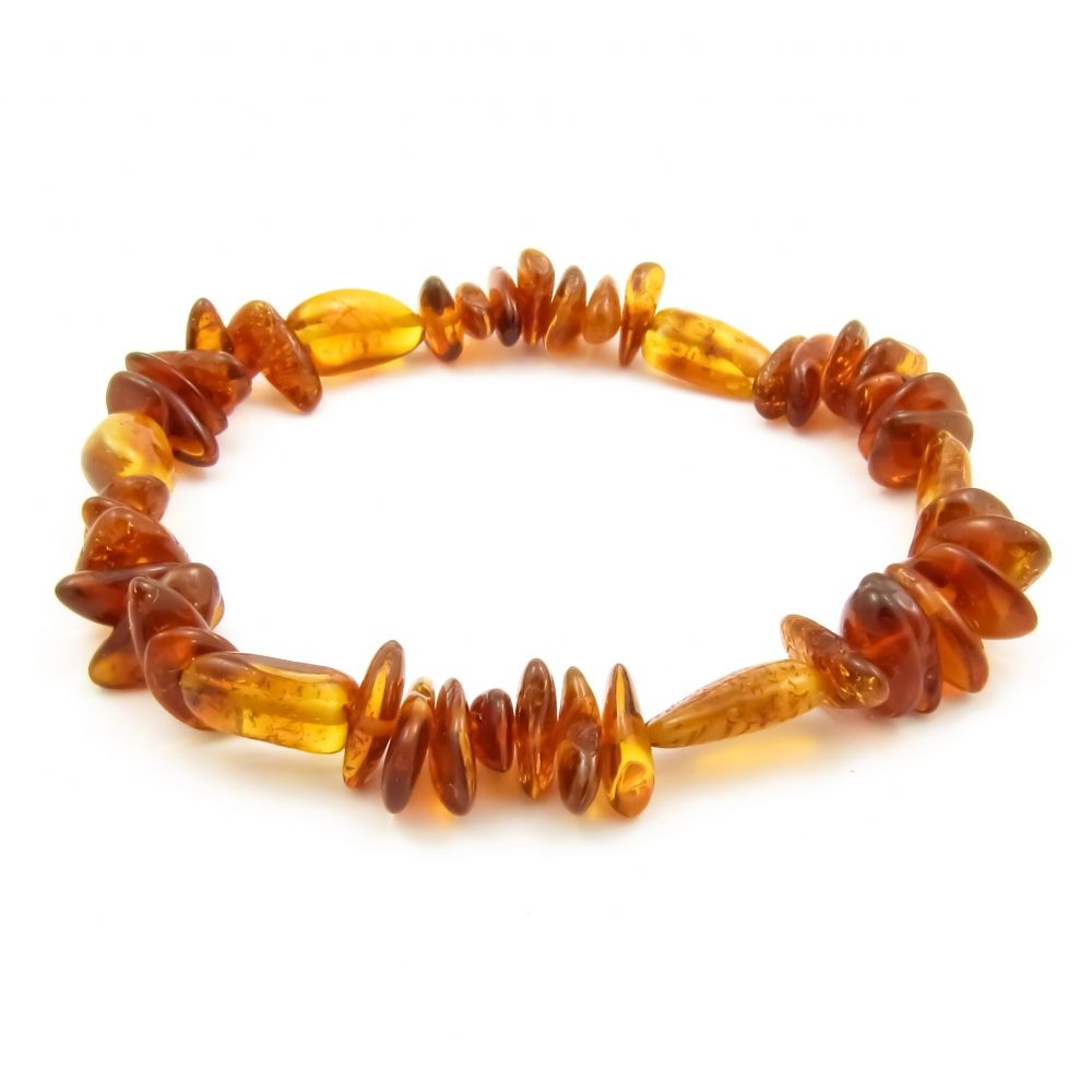 Cognac Amber Elastic Bracelet, 19 cm-AS1021