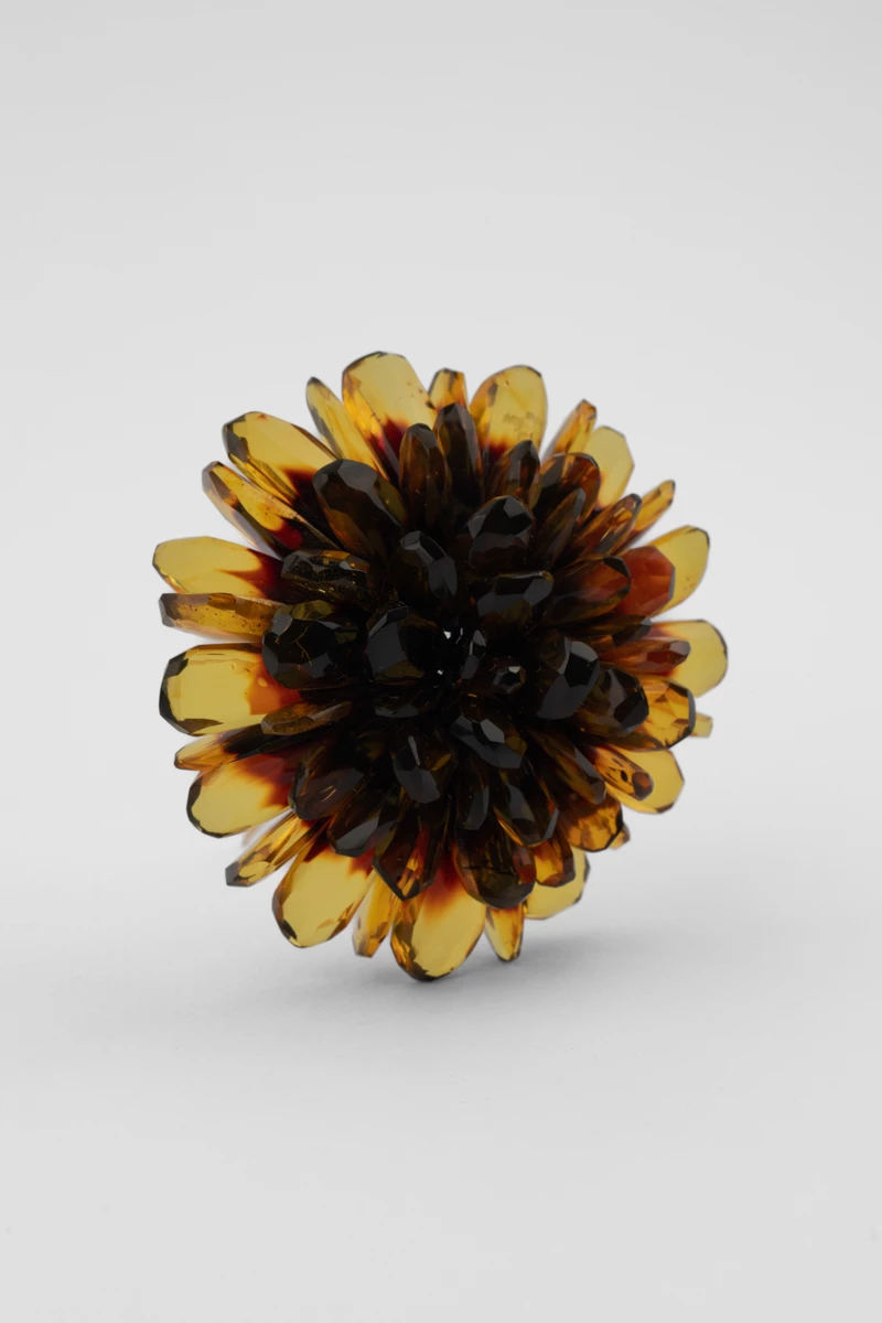 Flower-shaped brooch, green reflections, hand made, dual-use (Pendant) -AT1004