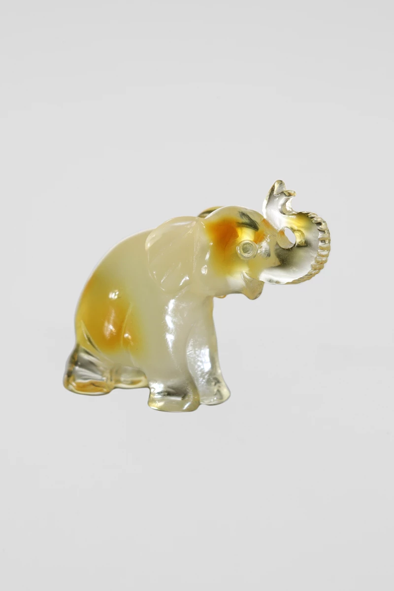 Mini figurina elefant, chihlimbar miere, lamaie, inaltime 2,5 cm-AW1013