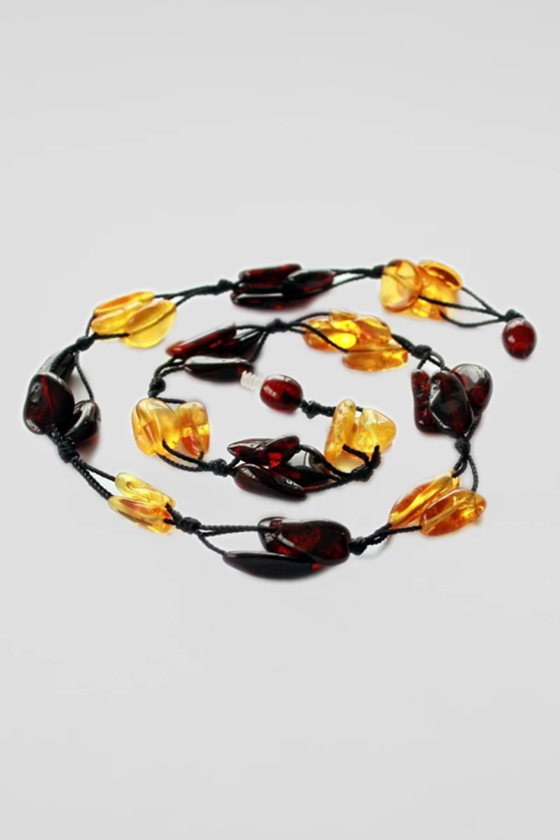 Colier chihlimbar multicolor cireasa si coniac, 45 cm-RBA1016